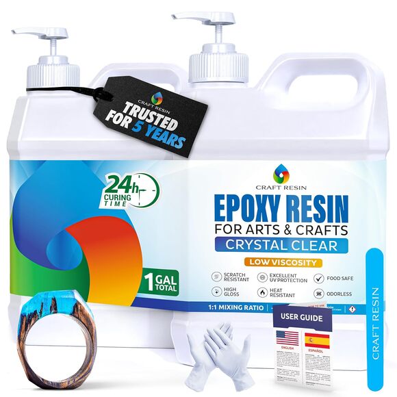 Unbranded Other - 1 Gallon Crystal Clear Epoxy Resin Kit with Pumps, UV Resistant, Low Viscosity